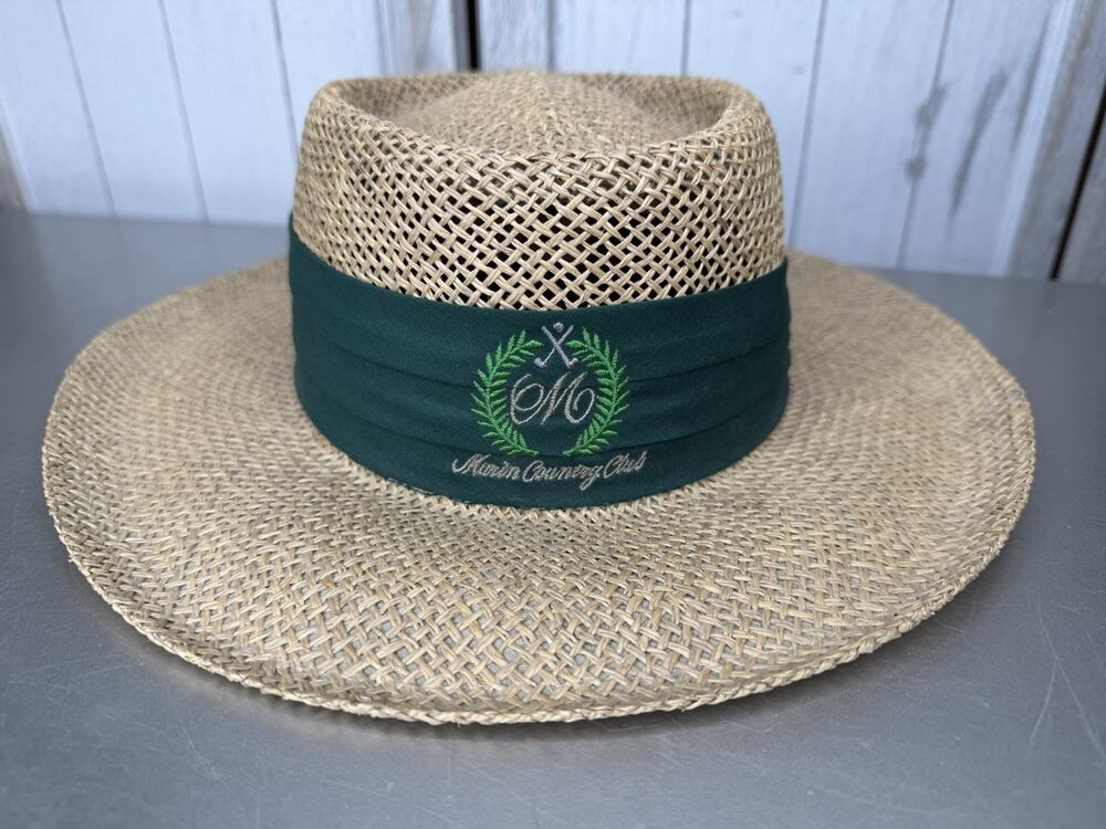 VTG Firethorn Straw Hat Marin Country Club Cali Preppy Woven Made USA Large XL